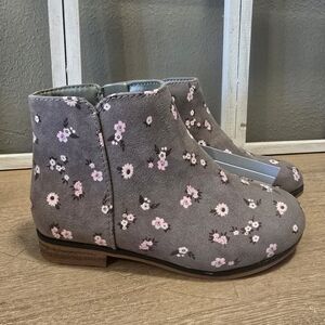 Cat & Jack Toddler Girl's Gray Floral Booties, size 10